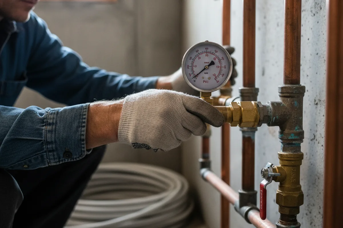 Pressure testing a repaired line during Water Line Repair in Fairland